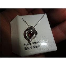 Natural Garnet on Sterling Silver Pendant with chain