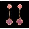 14KT Rose Gold Ladies Pink Quartz Four Leaf Clover Earrings
