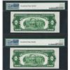 Image 2 : Lot of (2) Consecutive 1928E $2 Legal Tender Notes PMG Choice Uncirculated 64EPQ