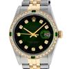 Image 2 : Rolex Men's Two Tone 14K Green Vignette Diamond & Emerald Datejust Wristwatch