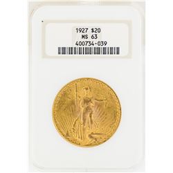 1927 $20 St. Gaudens Double Eagle Gold Coin NGC MS63