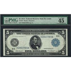 1914 $5 Federal Reserve Note St. Louis Fr.874 PMG Extremely Fine 45EPQ