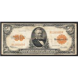 1922 $50 Gold Certificate Note