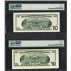 Image 2 : Lot of (2) 1999 $10 Federal Reserve Notes PMG Gem Unc. 66 & Choice Unc. 63