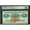 Image 1 : 1870's $5 Manhattan Silver Mining Co. Obsolete Note PMG Choice About Uncirculate