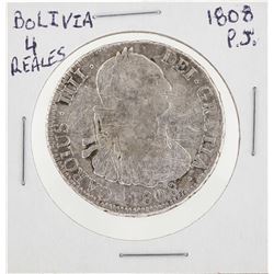 1808 PJ Bolivia 4 Reales Coin