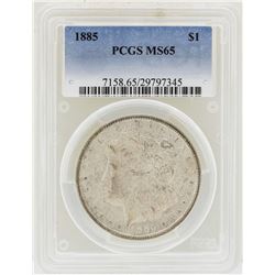 1885 $1 Morgan Silver Dollar Coin PCGS MS65