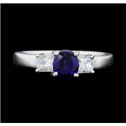 14KT White Gold 0.85 ct. Natural Blue Sapphire and Diamond Ring