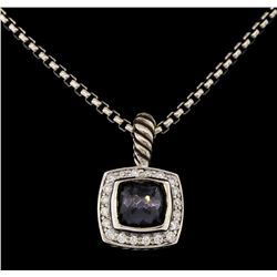 David Yurman .925 Silver 1.50 ctw Quartz and Diamond Pendant with Chain