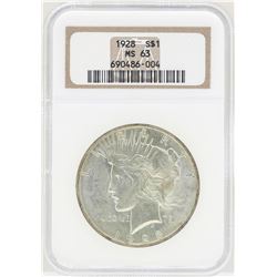 1928 $1 Peace Silver Dollar Coin NGC MS63