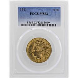 1911 $10 Indian Head Eagle Gold Coin PCGS MS62