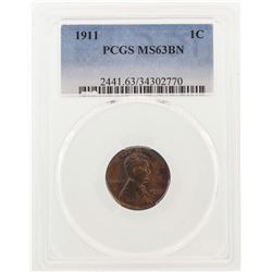 1911 Lincoln Wheat Cent Coin PCGS MS63BN