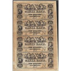 Uncut Sheet of 1800's $10 Canal Bank Obsolete Notes