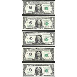 Lot of (5) 1963B $1 Federal Reserve BARR Notes