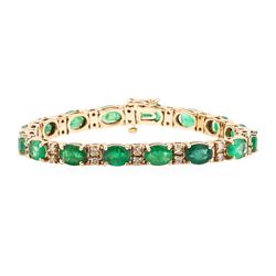 14KT Rose Gold 17.62 ctw Emerald and Diamond Bracelet