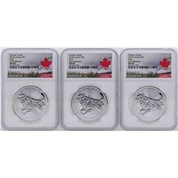 Lot of (3) 2018 $5 Canada Predator Series Wolf Silver Coin NGC MS69