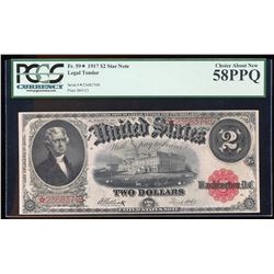 FINEST KNOWN STAR 1917 $2 Legal Tender Note Fr.59* PCGS Choice About New 58PPQ