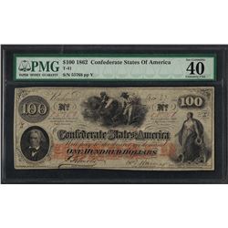 1862 $100 Confederate States of America Note T-41 PMG Extremely Fine 40EPQ