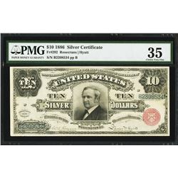 1886 $10 'Tombstone' Silver Certificate Note Fr.292 PMG Choice Very Fine 35