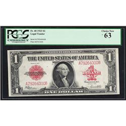 1923 $1 Legal Tender Note Fr.40 PCGS Choice New 63