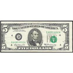 1969A $5 Federal Reserve Note ERROR Misalignment