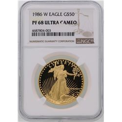 1986-W $50 American Gold Eagle Coin NGC PF68 Ultra Cameo