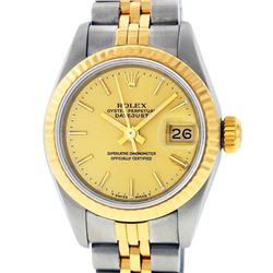 Rolex Ladies Two Tone 14K Champagne Index Datejust Wristwatch