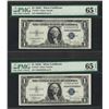 Image 1 : Lot of (2) Consecutive 1935C $1 Silver Certificate Notes PMG Gem Uncirculated 65