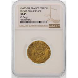 1483-98 France ECU'OR Charles VIII Gold Coin NGC XF45