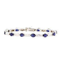 14KT White Gold 6.50 ctw Sapphire and Diamond Bracelet