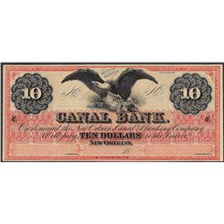 1800's $10 Canal Bank New Orleans Obsolete Note