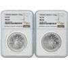 Image 1 : Set of (2) 1992MO Mexico 1 Onza Silver Libertad Coins NGC MS66