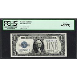 1928B $1 Funnyback Silver Certificate Note Fr.1602 PCGS Gem New 65PPQ