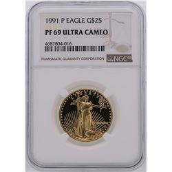 1991-P $25 American Gold Eagle Coin NGC PF69 Ultra Cameo