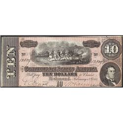 1864 $10 Confederate States of America Note