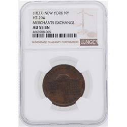 1837 New York, NY Merchants Exchange Civil War Token NGC AU55BN