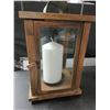 Image 1 : Wood Hurricane Hanging Lantern /  with large Candle