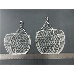 New White Metal Hanging Baskets / great for plants