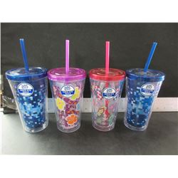 4 New Cool Gear Insulate cups with straw & screw on top / keeps bugs out