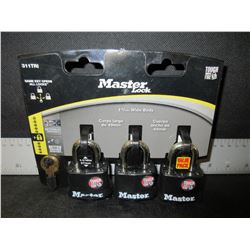 set of 3 New Master Locks all keyed alike / weather resistant