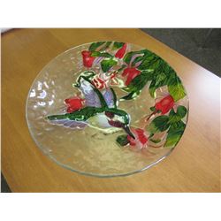 Glass Hummingbird Bowl  / very large 18 inches