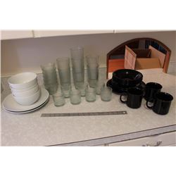 Lot of Assorted Glasses, Plates & Bowls