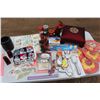 Image 1 : Lot of Misc Asian Items (Foot Stool, Tins, Calendar, Stickers)