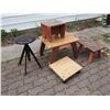 Image 1 : Lot Of Wood Tables And Foot Stools