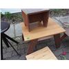 Image 2 : Lot Of Wood Tables And Foot Stools
