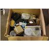 Image 1 : Box of Misc (Cords, Paint Brushes, Containers, Pins)