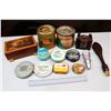 Image 1 : Lot of Vintage Misc: Argood Tins (2), Other Tins, Beer Handles, Etc