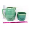 Image 1 : Vintage Green Medalta Pitcher & Refrigerator Jar