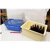 Image 1 : (3) Metal Baskets, (1) Walmart Basket and Assorted Vintage Beer Bottle Collection (Nude Beer, Labatt