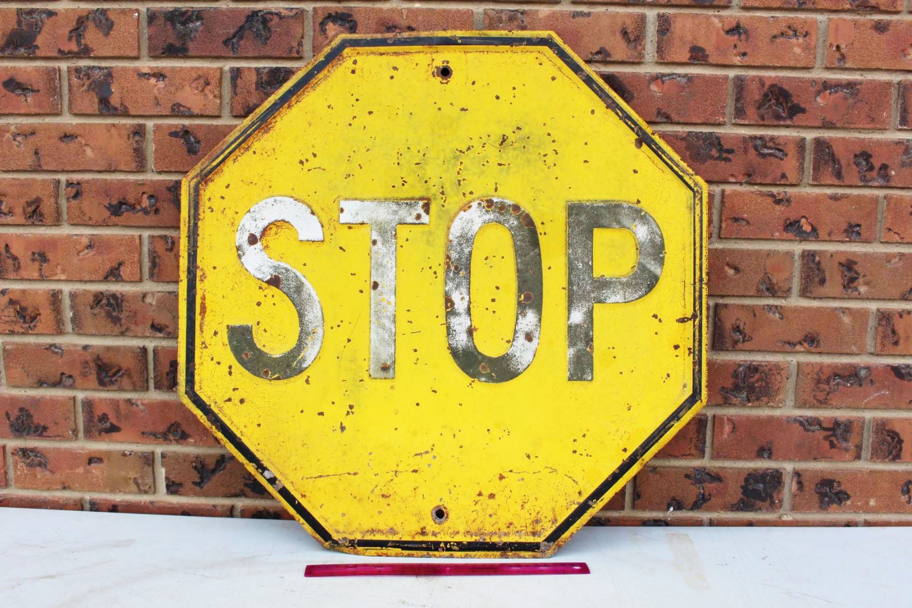 Yellow Metal Stop Sign